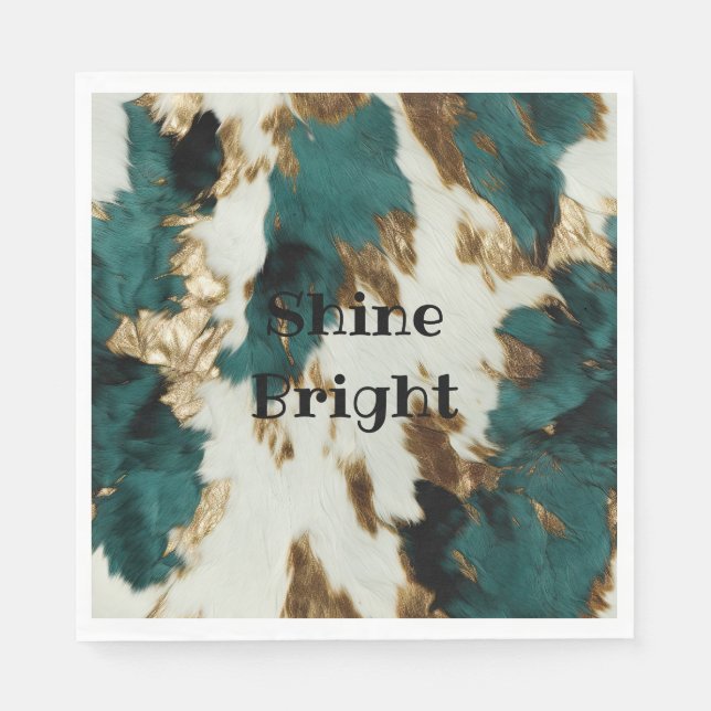 Western Emerald Gold White Cowhide Serviette (Vorderseite)
