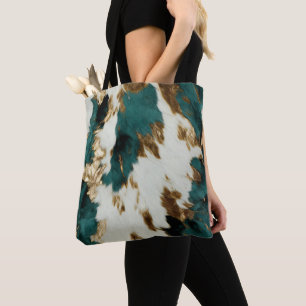 Western Emerald Gold White Cowhide Tasche