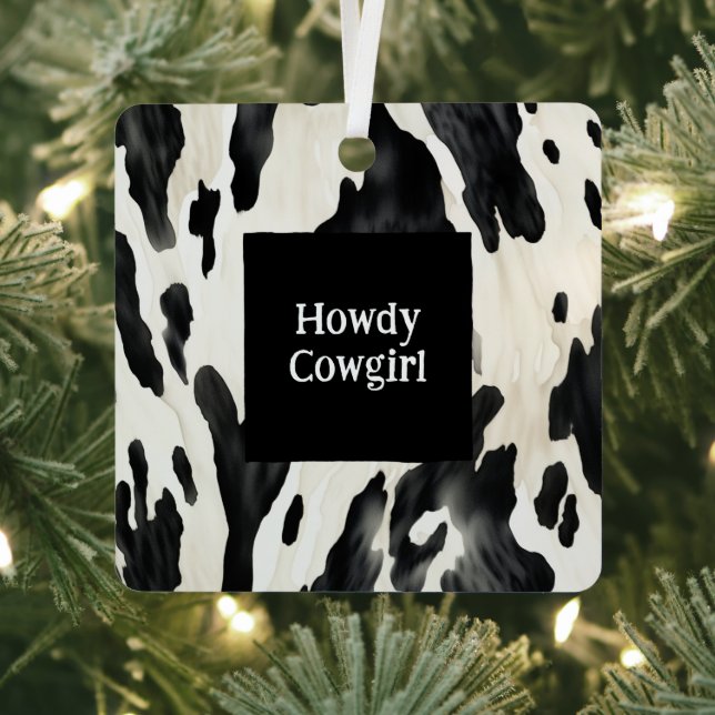 Western Farm Animal Cow Country Christmas Ornament Aus Metall (InSitu)