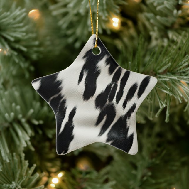 Western Farm Cowhide Keramik Ornament (Baum)