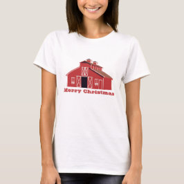 Western Farm Ranch Red Barn Weihnachten T-Shirt