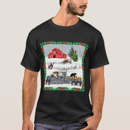 Western Farm Ranch Santa Cattle and Dog T-Shirt