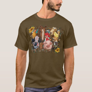 Western Farm Tiere Kuh Schweinehuhn Pferdehahn T-Shirt