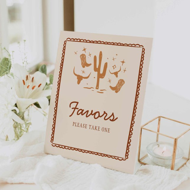Western Favorit Brautparty Party Signierung Sockelschild (Rustic Western Bridal Shower Favors Sign)