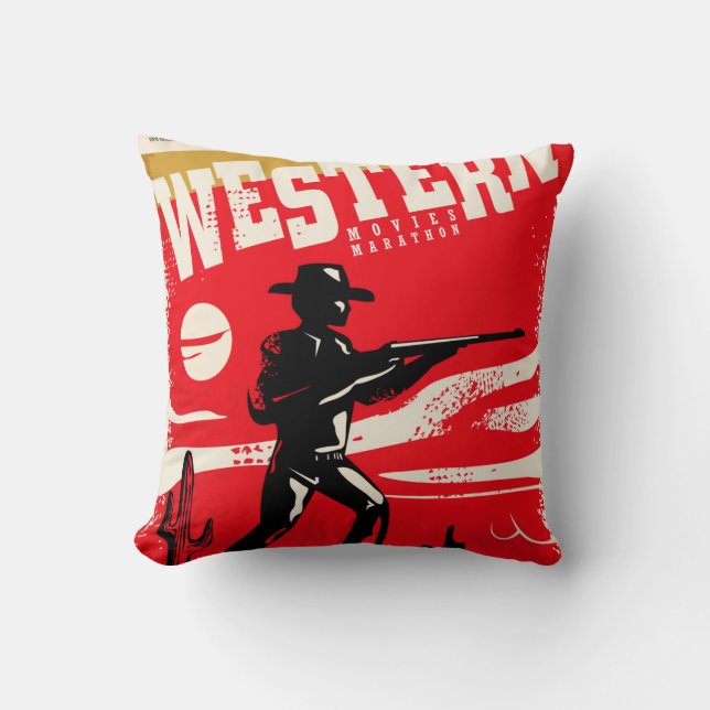 Western-Filme Marathon Retroposter Design-Layout Kissen (Vorderseite)