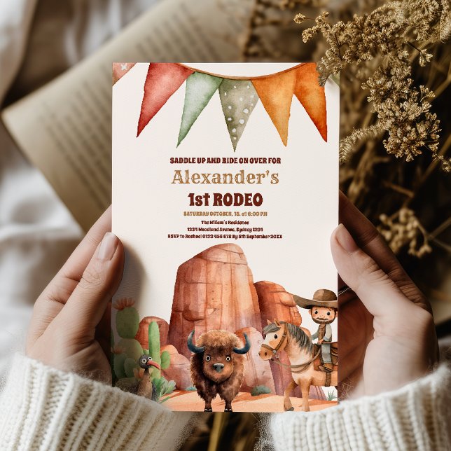 Western First Birthday Rodeo Baby Boy Einladung (Von Creator hochgeladen)