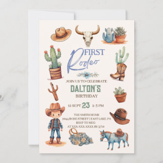 Western First Birthday Rodeo Cowboy Birthday Einladung