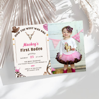 Western First Birthday Rodeo Rustic Cowboy Foto Einladung