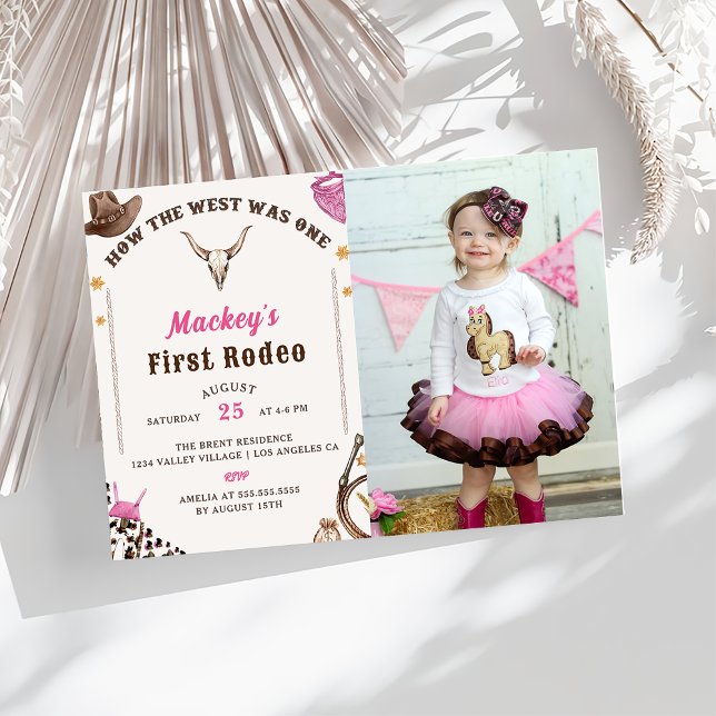 Western First Birthday Rodeo Rustic Cowboy Foto Einladung (Von Creator hochgeladen)