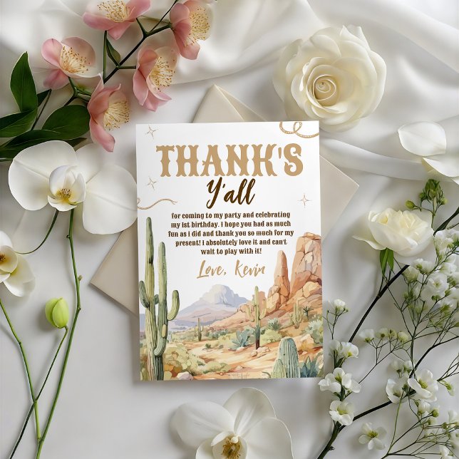 Western First Birthday Thank You Card Einladung (Von Creator hochgeladen)