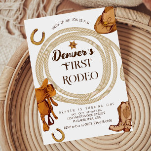 Western First Rodeo Anniversaire Invitation Neutre