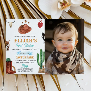 Western First Rodeo Cowboy 1. Geburtstag Einladung