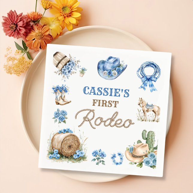 Western First Rodeo Cowboy Birthday Napkins Serviette (Von Creator hochgeladen)
