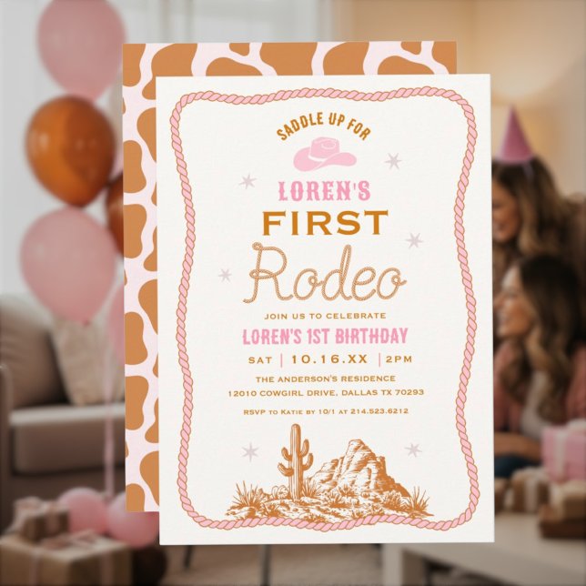 Western First Rodeo Cowgirl 1st Birthday Einladung (Von Creator hochgeladen)