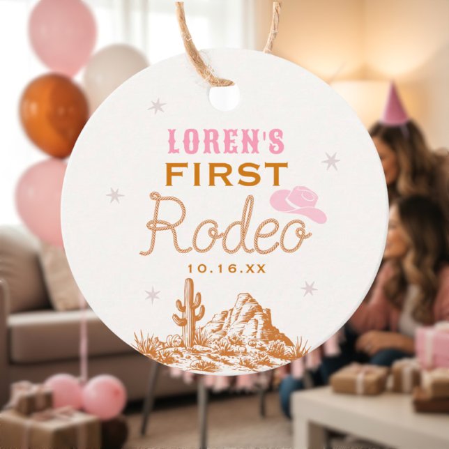 Western First Rodeo Cowgirl 1st Birthday Geschenkanhänger (Von Creator hochgeladen)