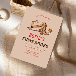 Western First Rodeo Cowgirl Geburtstagsparty Einladung