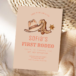 Western First Rodeo Cowgirl Pink Birthday Party Einladung