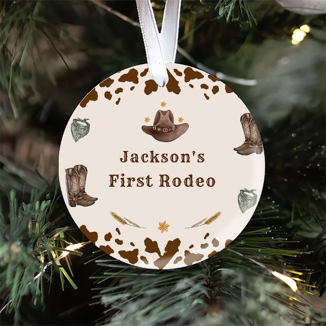 Western First Rodeo Party Keramik Ornament (Von Creator hochgeladen)