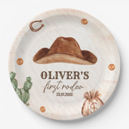 Western First Rodeo Wild West Cowboy 1st Birthday Pappteller
