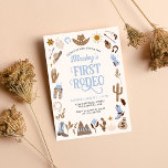 Western First Rodeo Wild West Cowboy Blue Geburtst Einladung<br><div class="desc">Western First Rodeo Wild West Cowboy Blue Geburtstagseinladung</div>