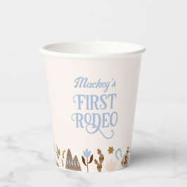 Western First Rodeo Wild West Cowboy Blue Geburtst Pappbecher