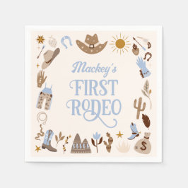 Western First Rodeo Wild West Cowboy Blue Geburtst Serviette
