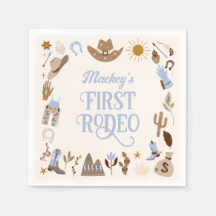 Western First Rodeo Wild West Cowboy Blue Geburtst Serviette