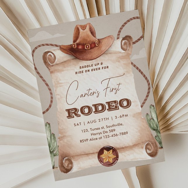 Western First Rodeo Wild West Cowboy Brown Einladung (Von Creator hochgeladen)