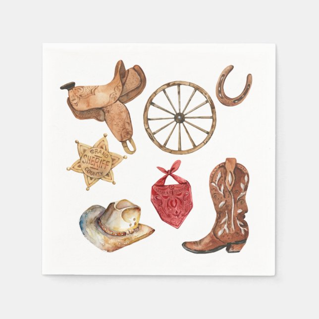 Western First Rodeo Wild West Cowboy Napkin Serviette (Vorderseite)