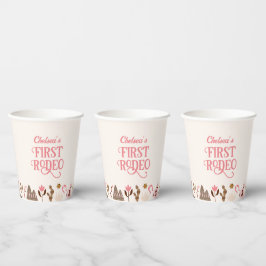 Western First Rodeo Wild West Cowboy Pink Geburtst Pappbecher