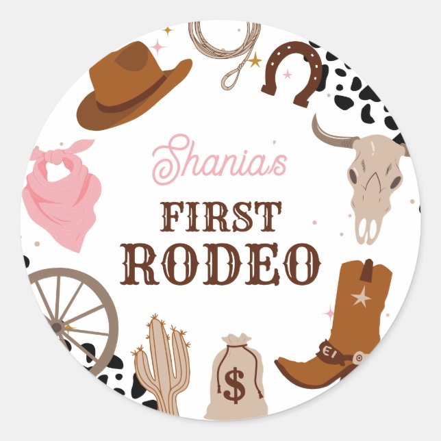 Western First Rodeo Wild West Girl Runder Aufkleber (Vorderseite)