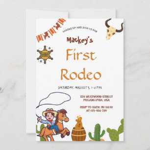 Western First Rodeo Wilder Westen Cowboy Blau Gebu Einladung