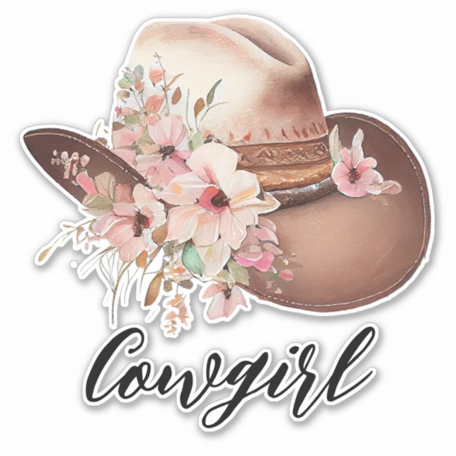 Western Floral Cowgirl Hat Aufkleber (Vorderseite)