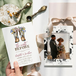 Western Flowers Boots Rustic Rehearsal Dinner Einladung