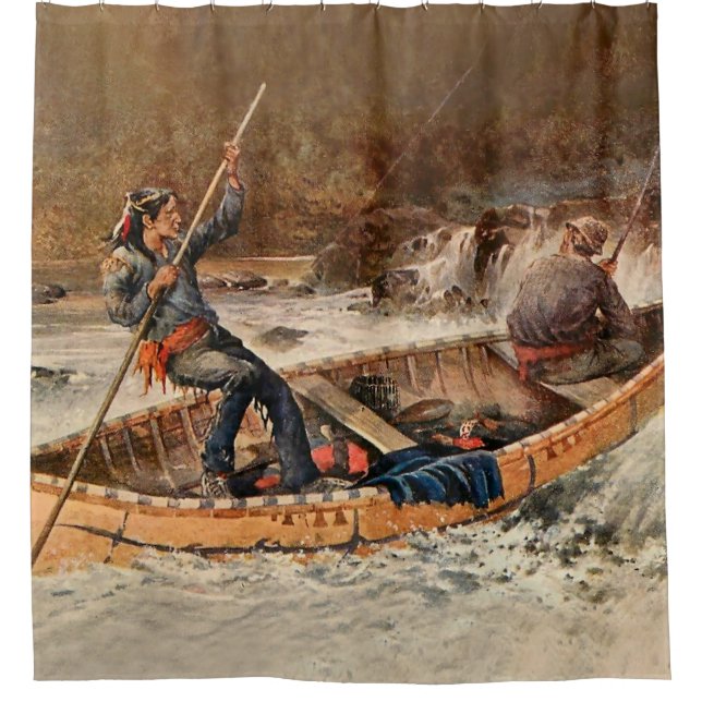 Western "Forellenfischerei" Kunst des Franks Felle Duschvorhang (Vorderseite)