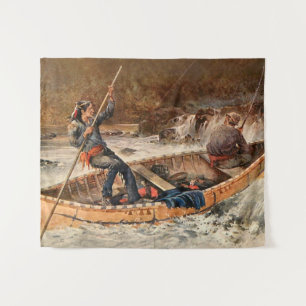 Western "Forellenfischerei" Kunst des Franks Felle Wandteppich