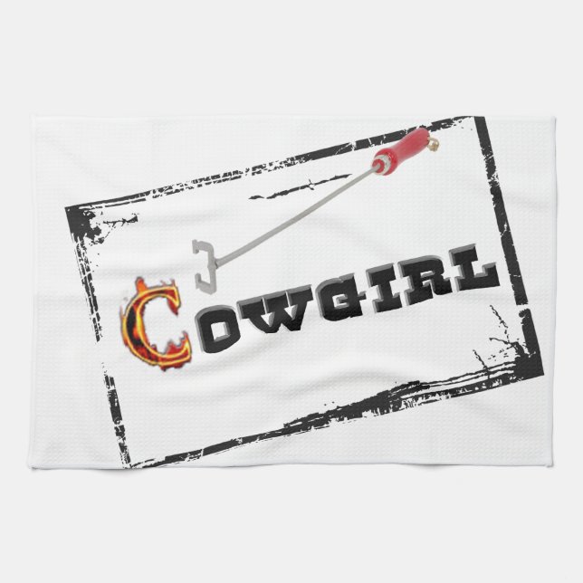 Western-"gebrandmarktes Cowgirl-" Küchen-Tücher Handtuch (Horizontal)