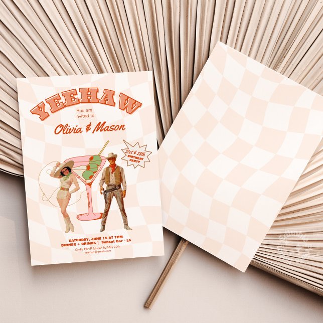 Western Geburtstag Einladen Party Gemeinsames Part Einladung (Yeehaw Editable Invitation, Western Birthday Template, Brother Sister Boyfriend)