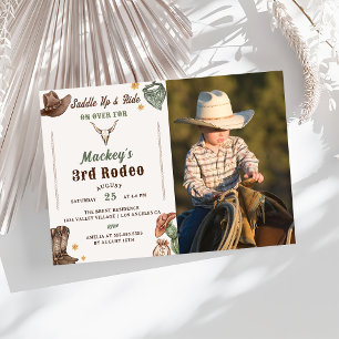 Western Geburtstag Rustic 3. Geburtstag Party Foto Einladung