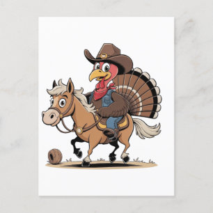 Western gekocht Türkei Erntedank Cowboy Cowgirl Feiertagspostkarte