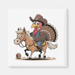 Western gekocht Türkei Erntedank Cowboy Cowgirl Magnet
