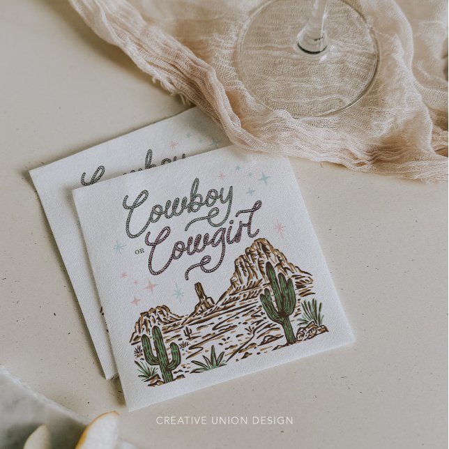 Western Gender Reveal Dusche Cowboy oder Cowgirl Serviette (Von Creator hochgeladen)