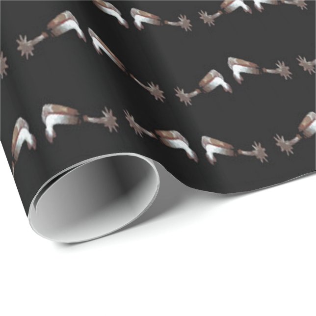 Western-Geschenk Wrap Silberspitzen auf Schwarz Geschenkpapier (Rolleneckpunkt)