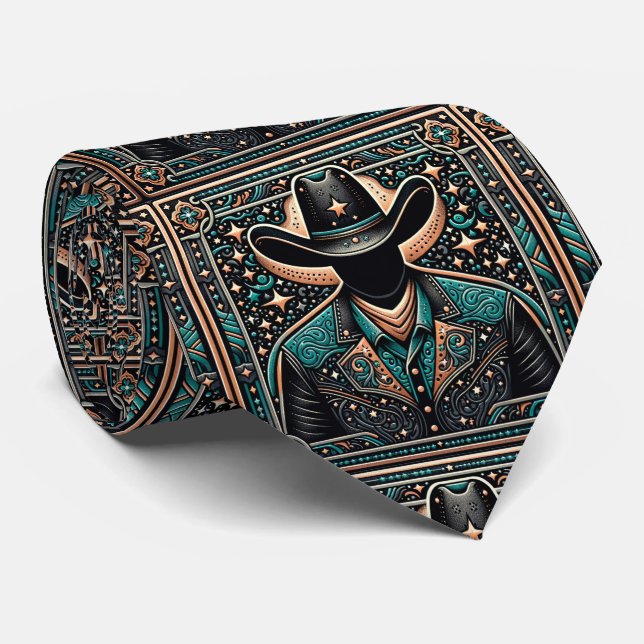 Western geschossenes Leder Look Cowboy und Hut Krawatte (Gerollt)