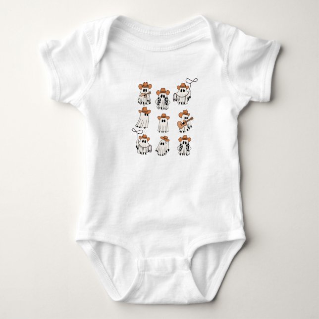 Western Ghost, Cowboy Ghost, Western Halloween Baby Strampler (Vorderseite)