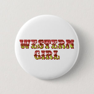 Western Girl Cowgirl Pink & Green Wild West Button