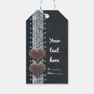 Western Glam Schwarzes Leder & Diamanten Bling Gef Geschenkanhänger