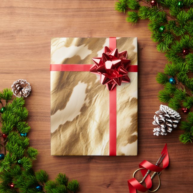 Western Gold Creme Cowhide Geschenkpapier (Feiertagsgeschenk)