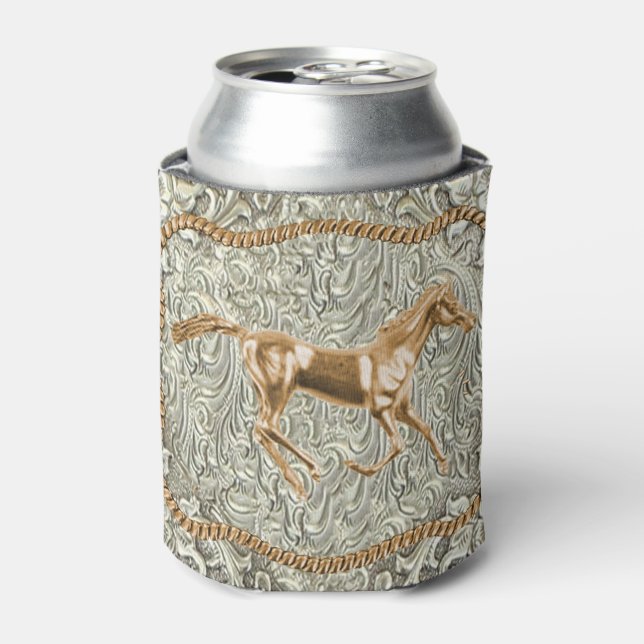 Western Gold Horse Gürtelschnalle Dosenkühler (Kanne Vorderseite)