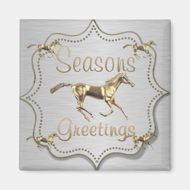 Western Gold Pferd auf Silberurlaub Magnet (Vorne)